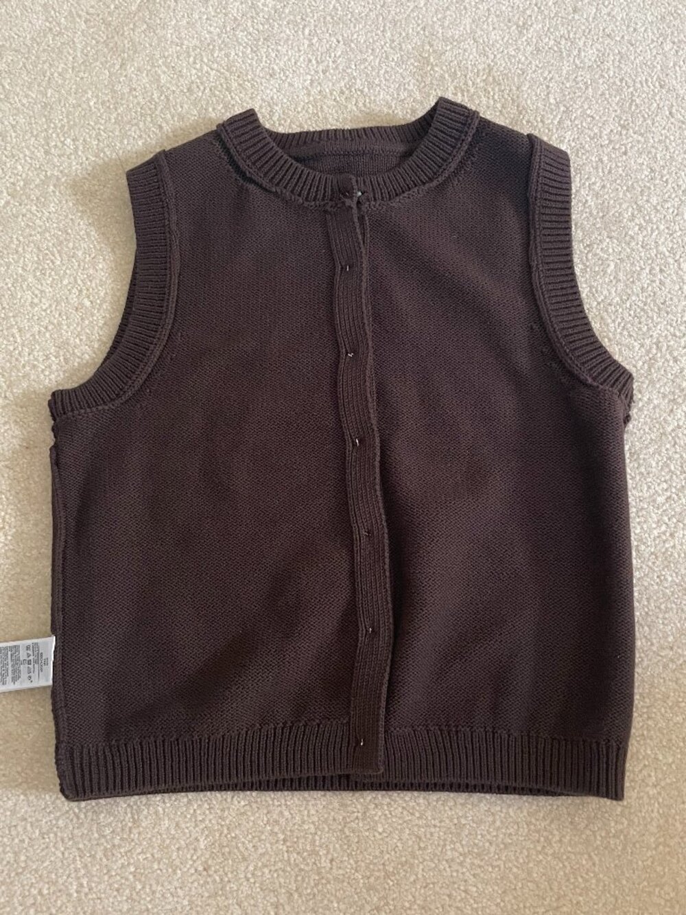GAP 100% Cotton Cropped Cardigan Sweater Vest Button Front Terra Brown XXS EUC - Picture 7 of 10
